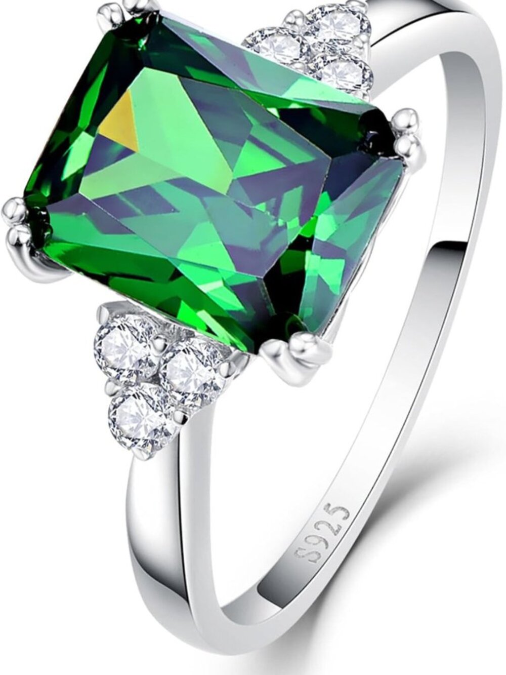Stunning 3.5CT Radiant Cut Gemstone Ring | Sapphire, Emerald, Amethyst, Ruby, CZ